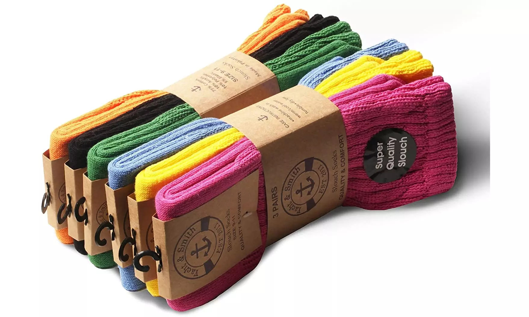 6 Pairs of Womens Slouch Socks, Scrunchie Boot Sock Colorful