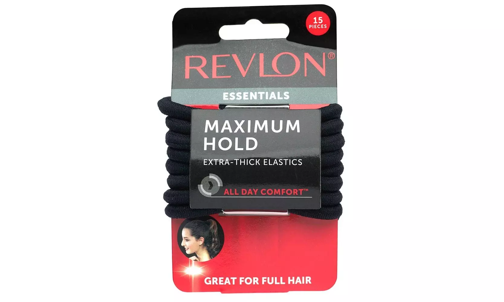 REVLON Extra Thick Black Hair Elastics, 15 Count - Second Medium