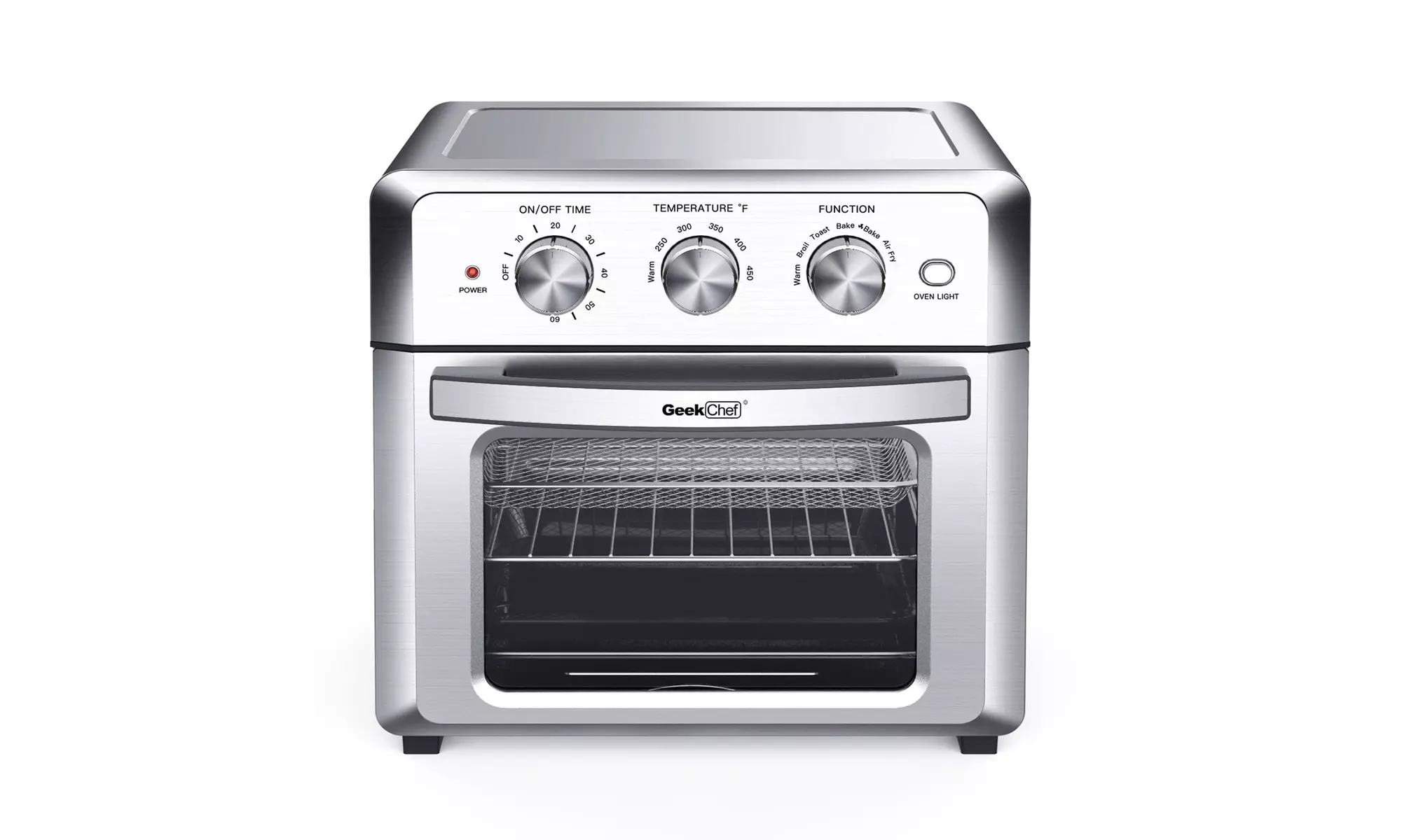 26QT convection air fryer countertop oven with 4 blades heatable oil-free frying