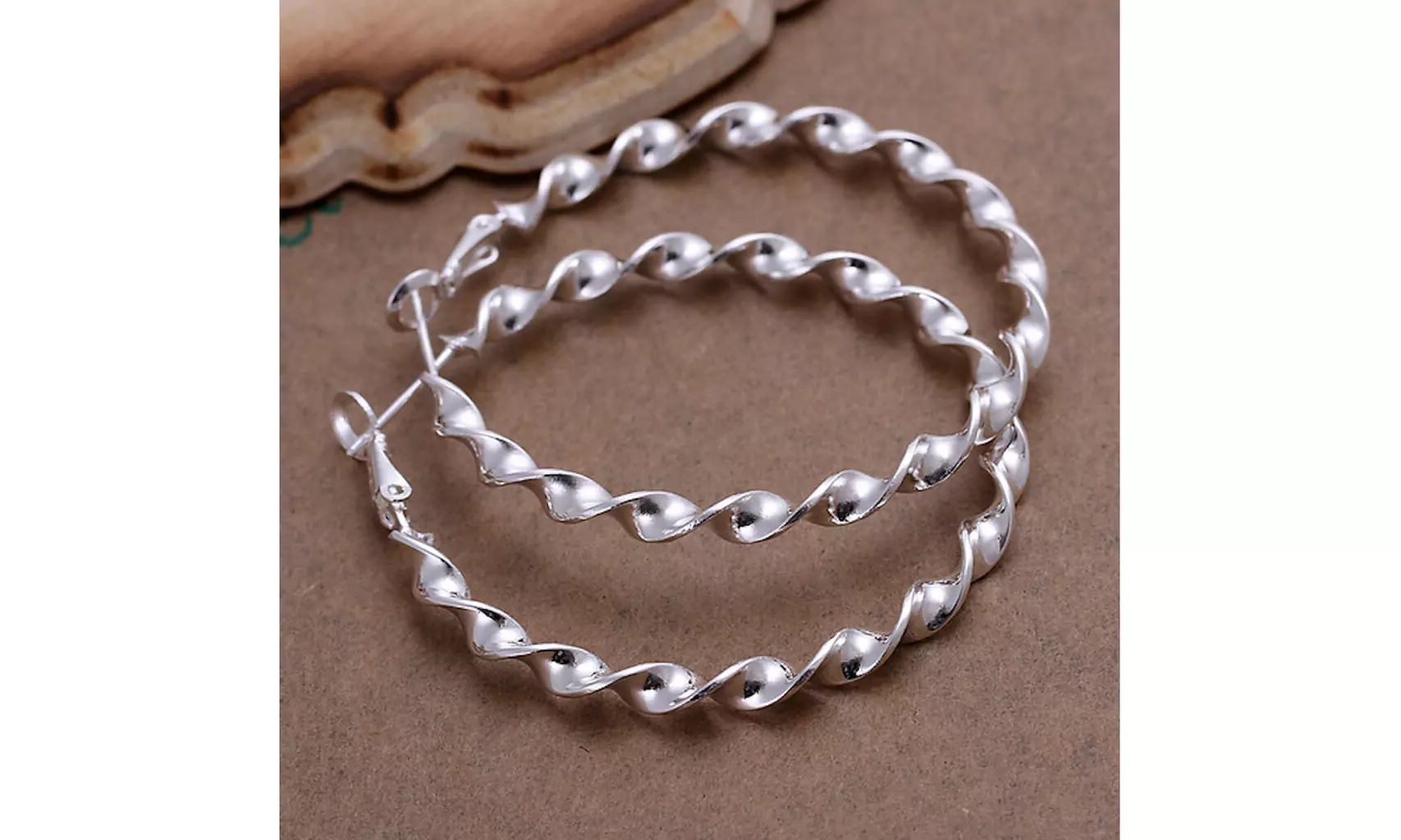 925 Sterling Silver Twisted Hoop Earrings - Second Medium