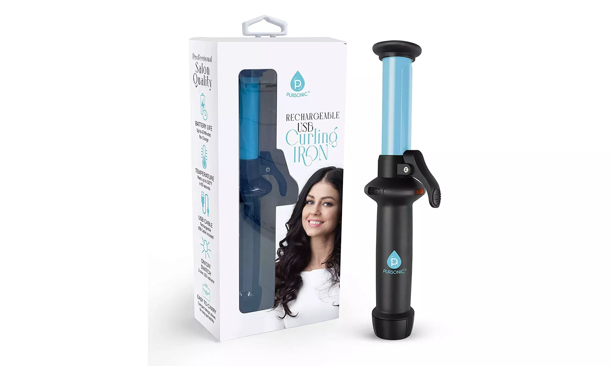 Pursonic Portable Cordless  Rechargeable USB Curling Iron - Primary Image