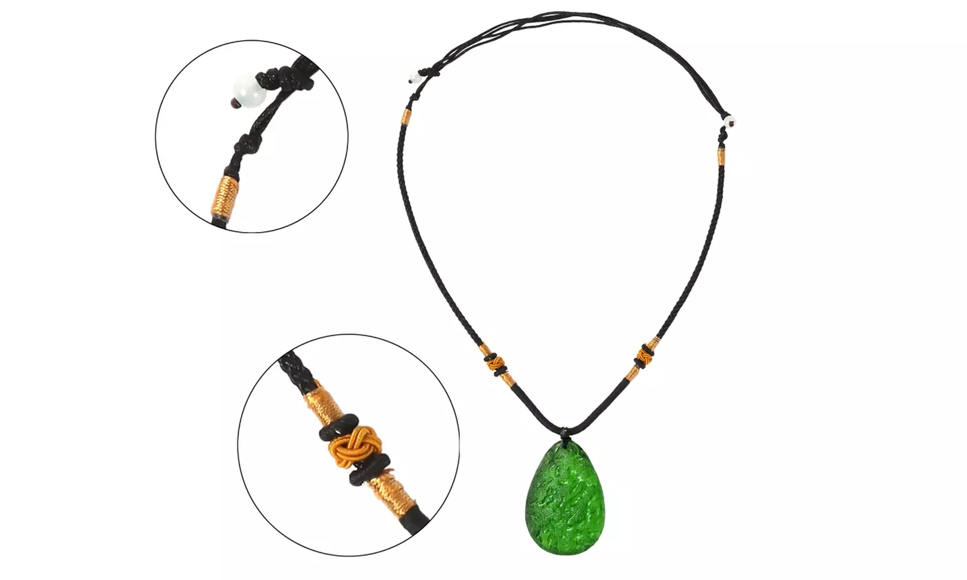 Moldavite Crystal Gravel Green Charm Oval Stone Pendant Necklace