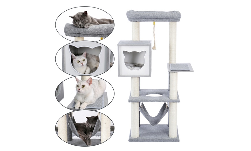 Multi-Level Cat Tree Modern Cat Activity Tower With Sisal Scratching ...