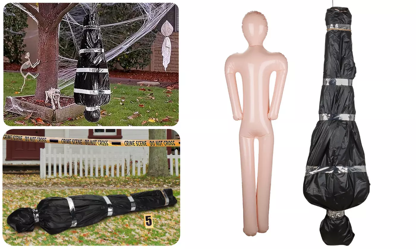 5ft Hanging Corpse Dead Victim Props Fake Body Bag Halloween Prop Creepy Decor - Primary Image