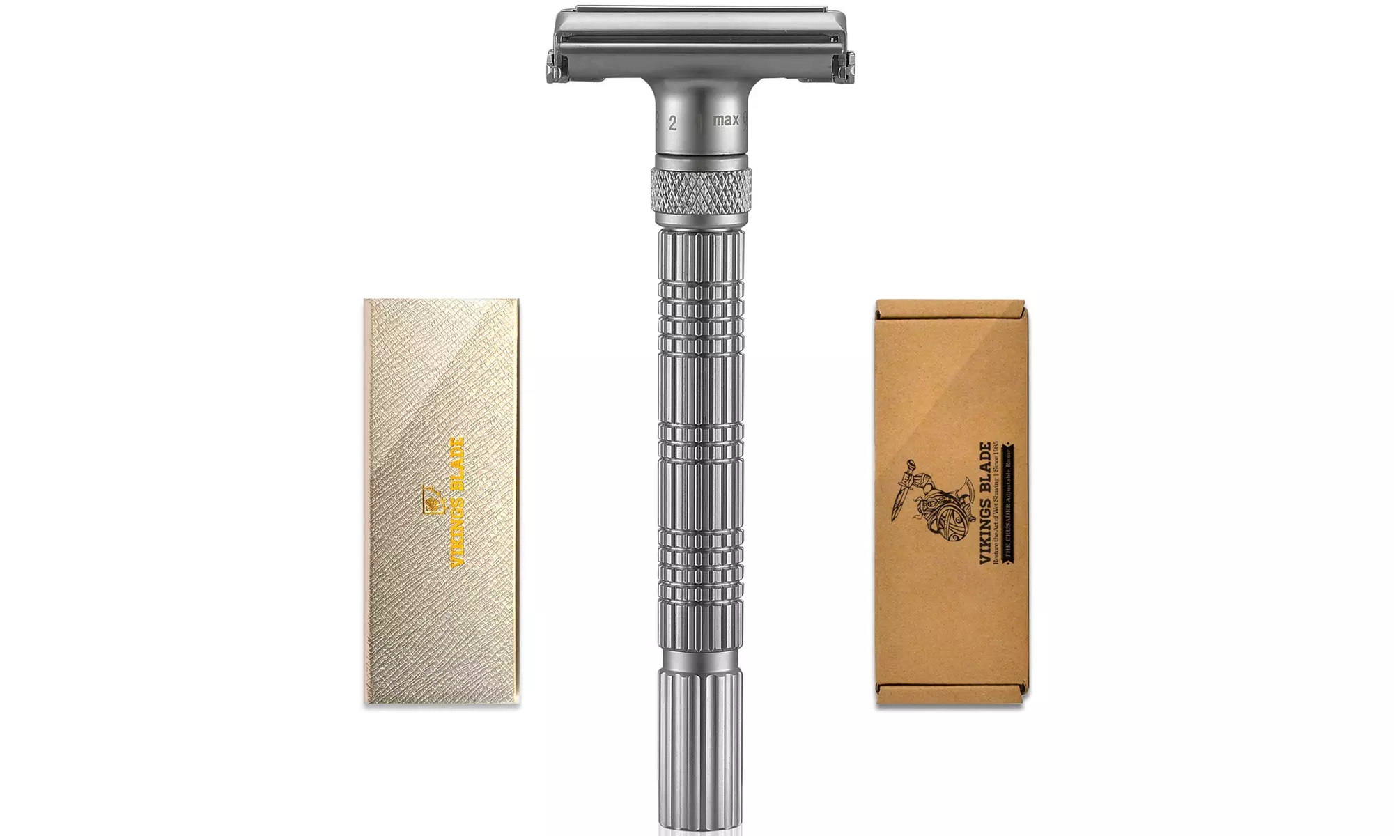 VIKINGS BLADE The Crusader Adjustable Safety Razor (Frosted Chrome) - Primary Image