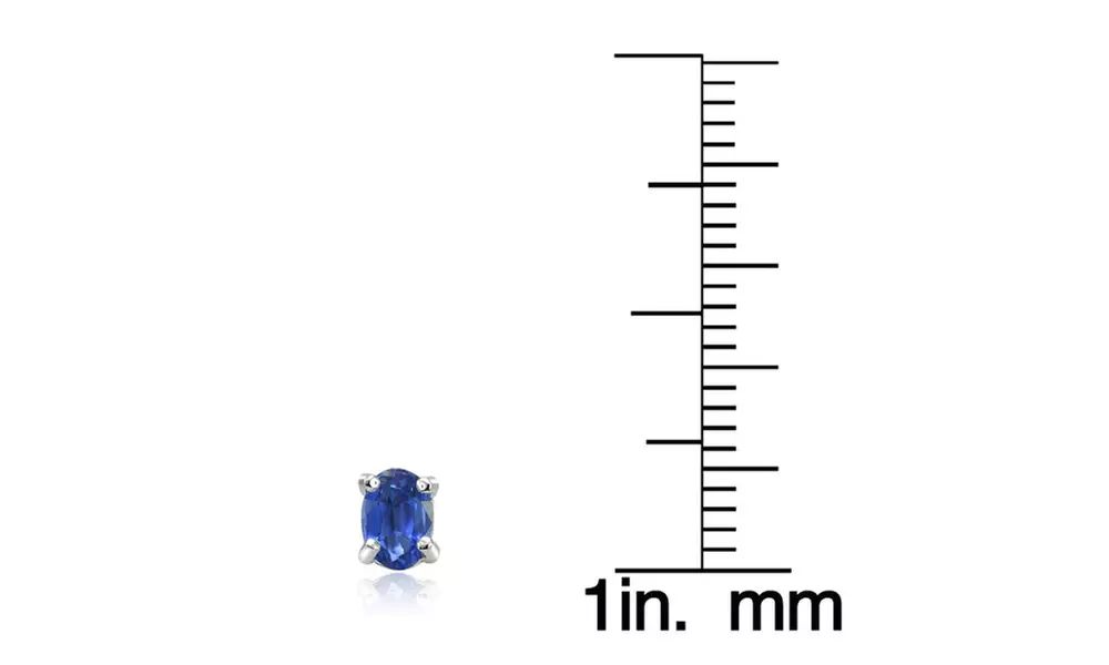 Sterling Silver Genuine Kyanite 6x4mm Oval Stud Earrings - Second Medium