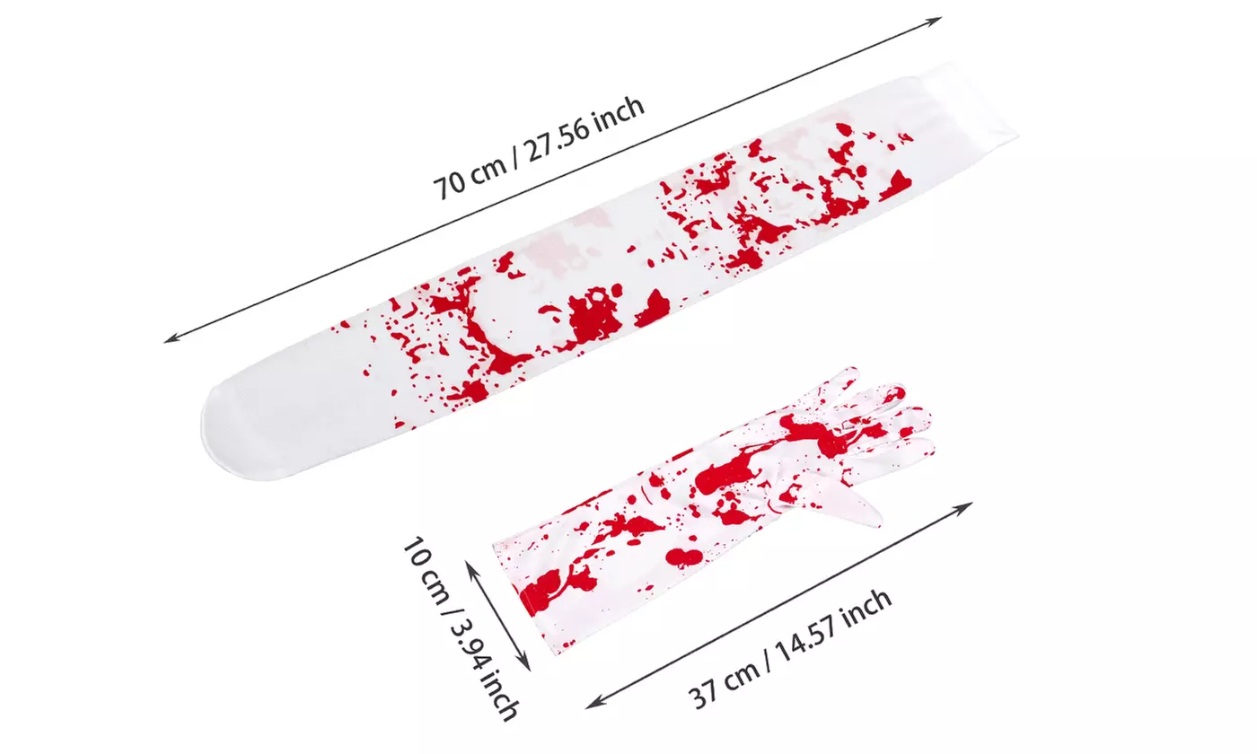 Halloween Party Costume Women Blood Stained Bloody Socks and Gloves Set