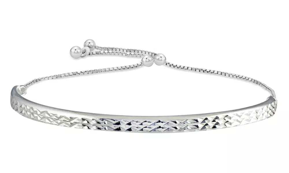 Italian Solid Sterling Silver Adjustable Bangle Bracelet