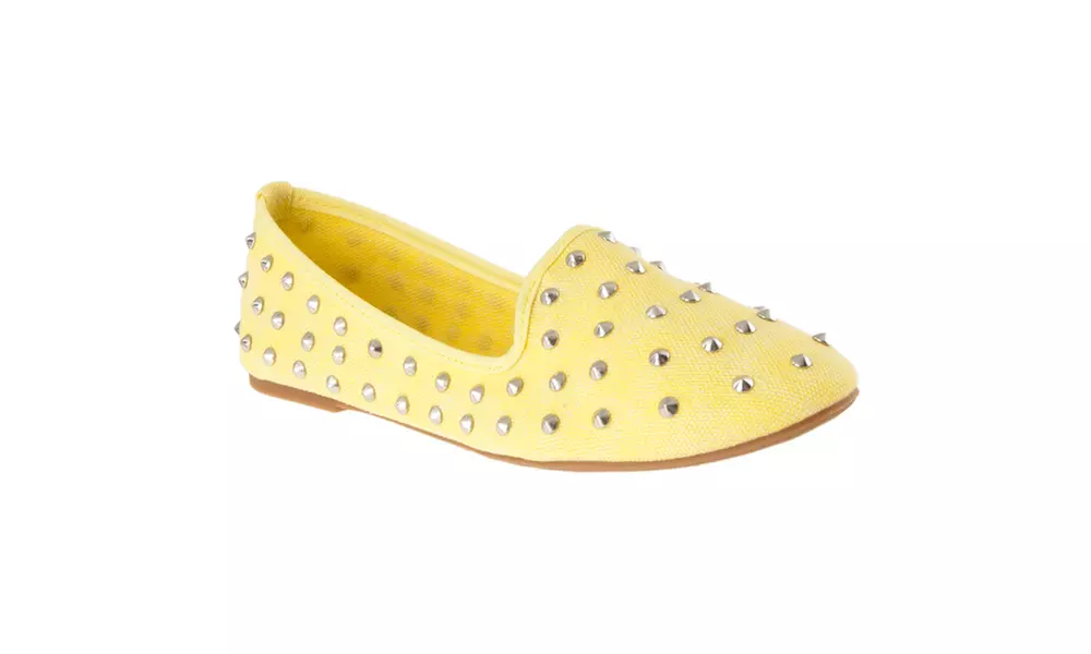 Riverberry Women's 'Kiwi' Studded Canvas Shoes, Yellow - Primary Image