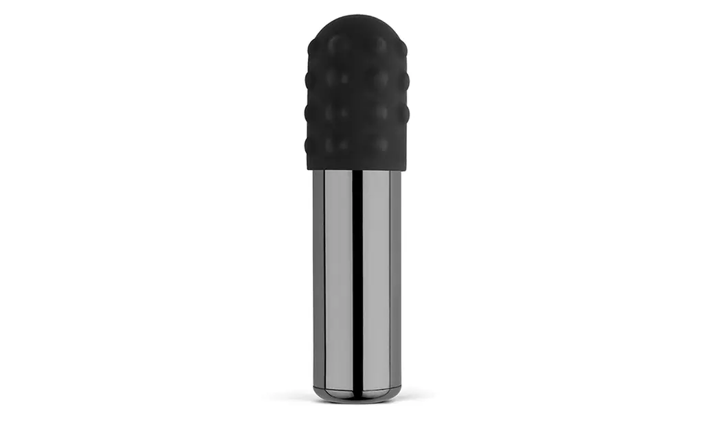 Le Wand Chrome Bullet Rechargeable Vibrator w/Silicone Textured Ring - Black - Primary Image