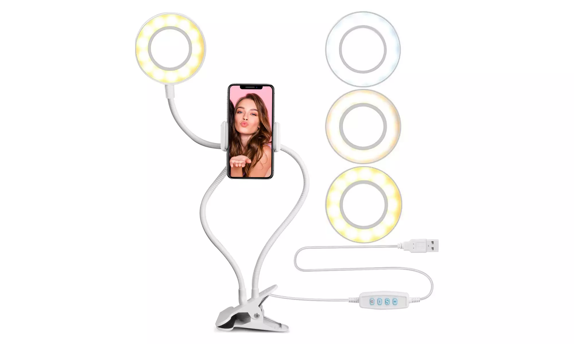 LED Ring Light with Cell Phone Holder Clamp for Selfie Live Stream Makeup Video - Second Medium