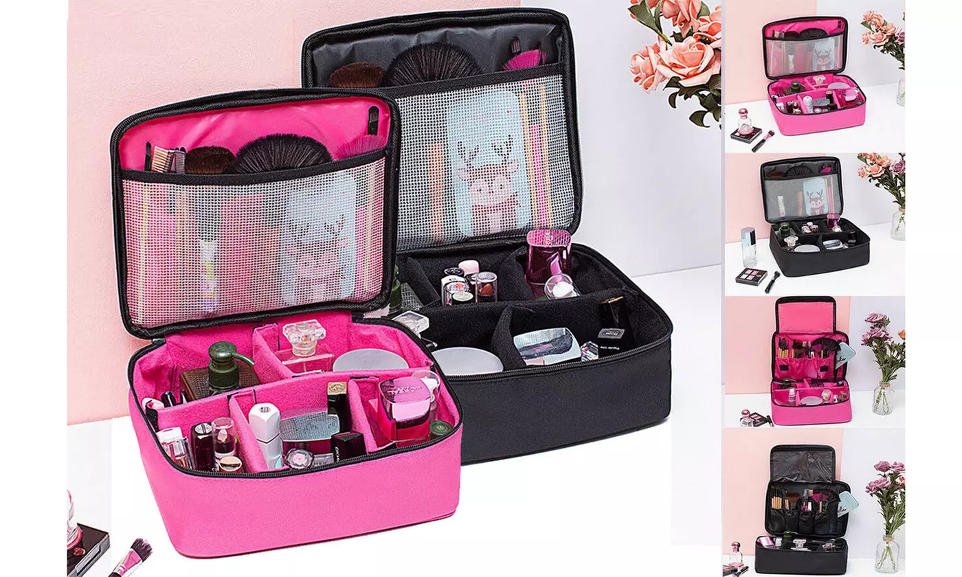 Professional Large Makeup Bag Cosmetic Case Storage Handle Organizer Travel Kit - Primary Image