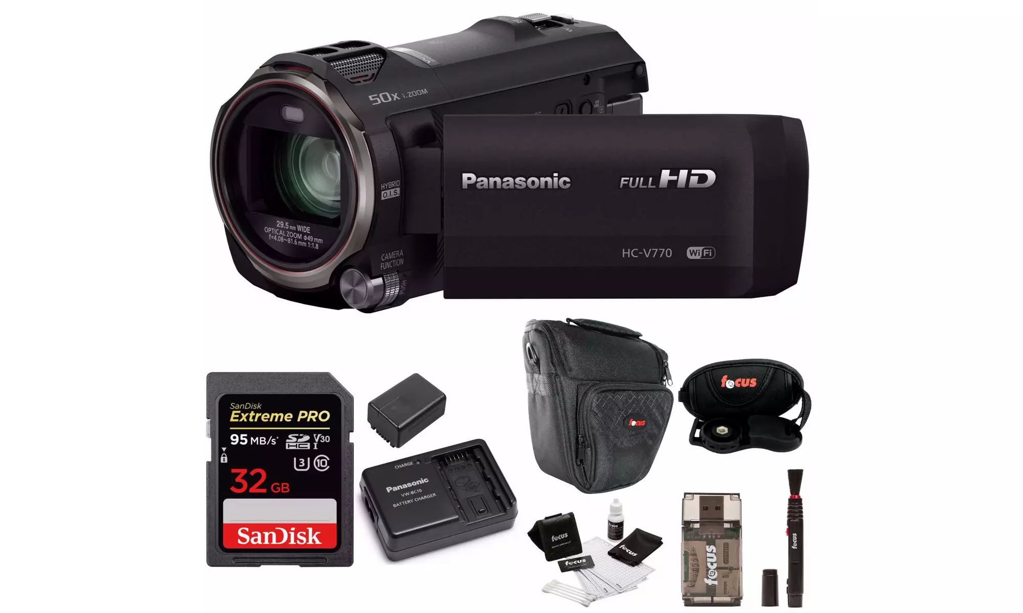 Panasonic HC-V770 HD Camcorder Twin Video with Power Pack (VW-PWPK) Bundle - Second Medium