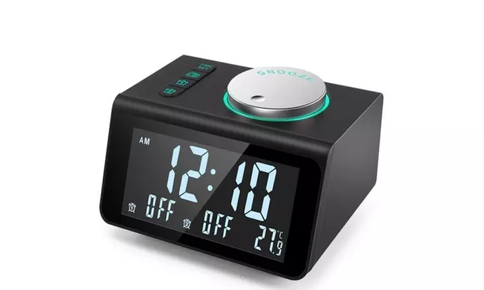 ANJANK Small Alarm Clock Radio FM,Dual USB Charging Ports,Temperature Display - Second Medium