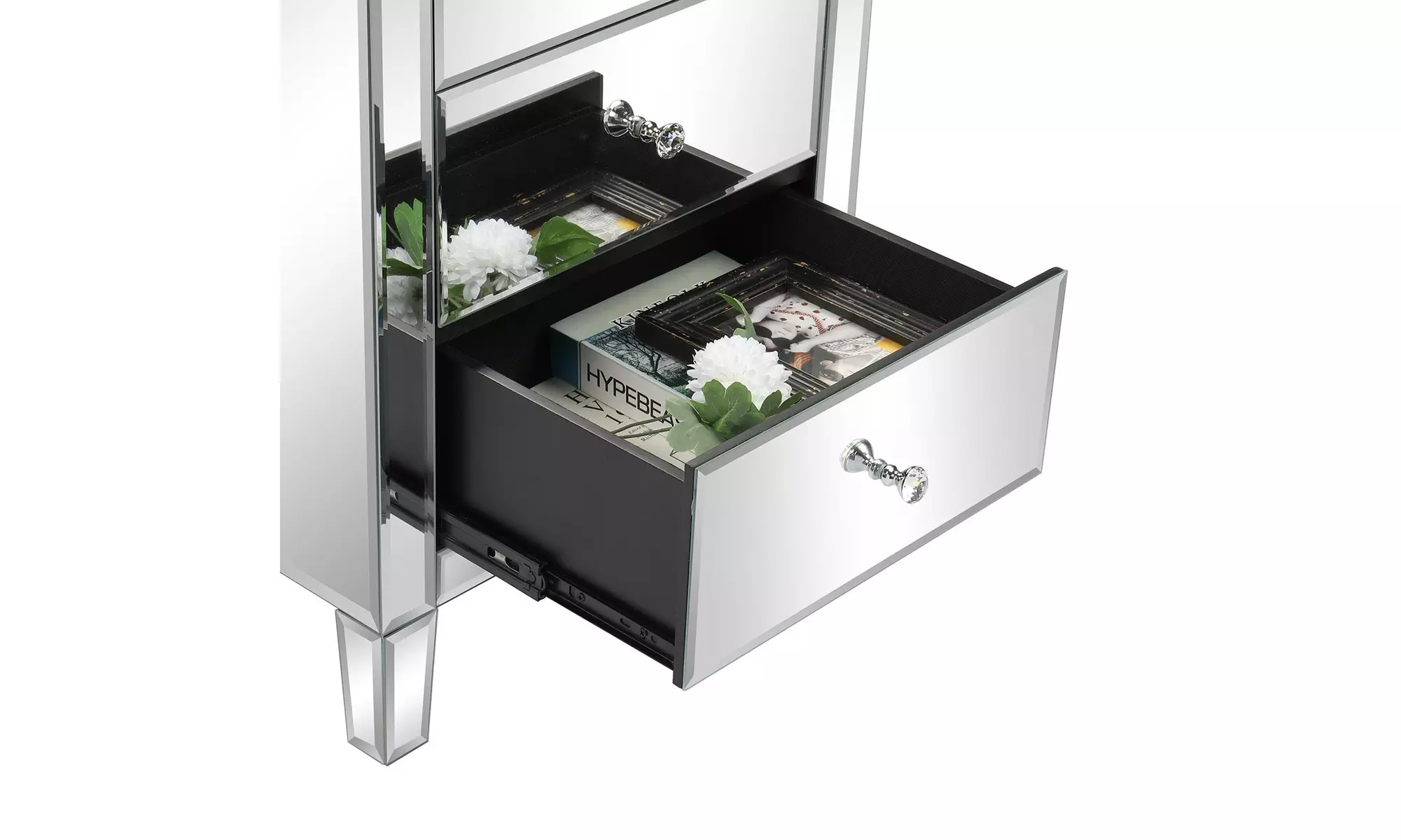 Mirrored Drawer Dresser 5 Drawers Bedroom Dresser Nightstand Silver - Second Medium