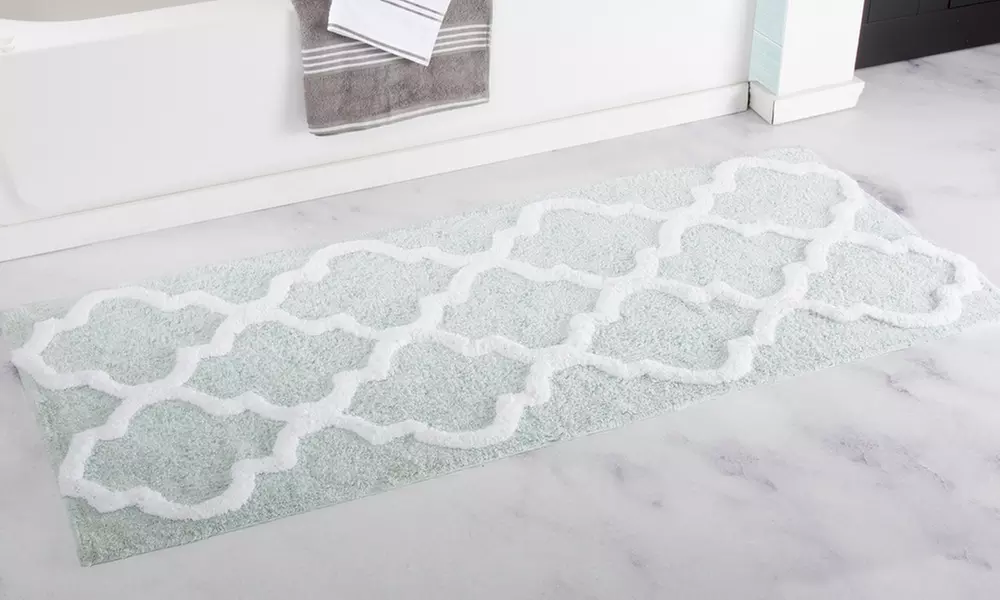 Oversized Lavish Home 100% Cotton Trellis Bathroom Mat (24" by 60")