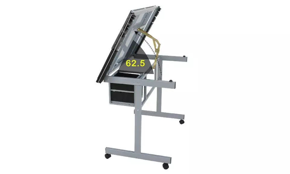 Adjustable Rolling Drawing Drafting Table Tempered Glass Work Station - Primary Image