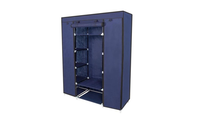 53 Portable Closet Storage Organizer Wardrobe Clothes Rack W 53 Portable Closet Storage Organizer Wardrobe Clothes Rack W Shelves