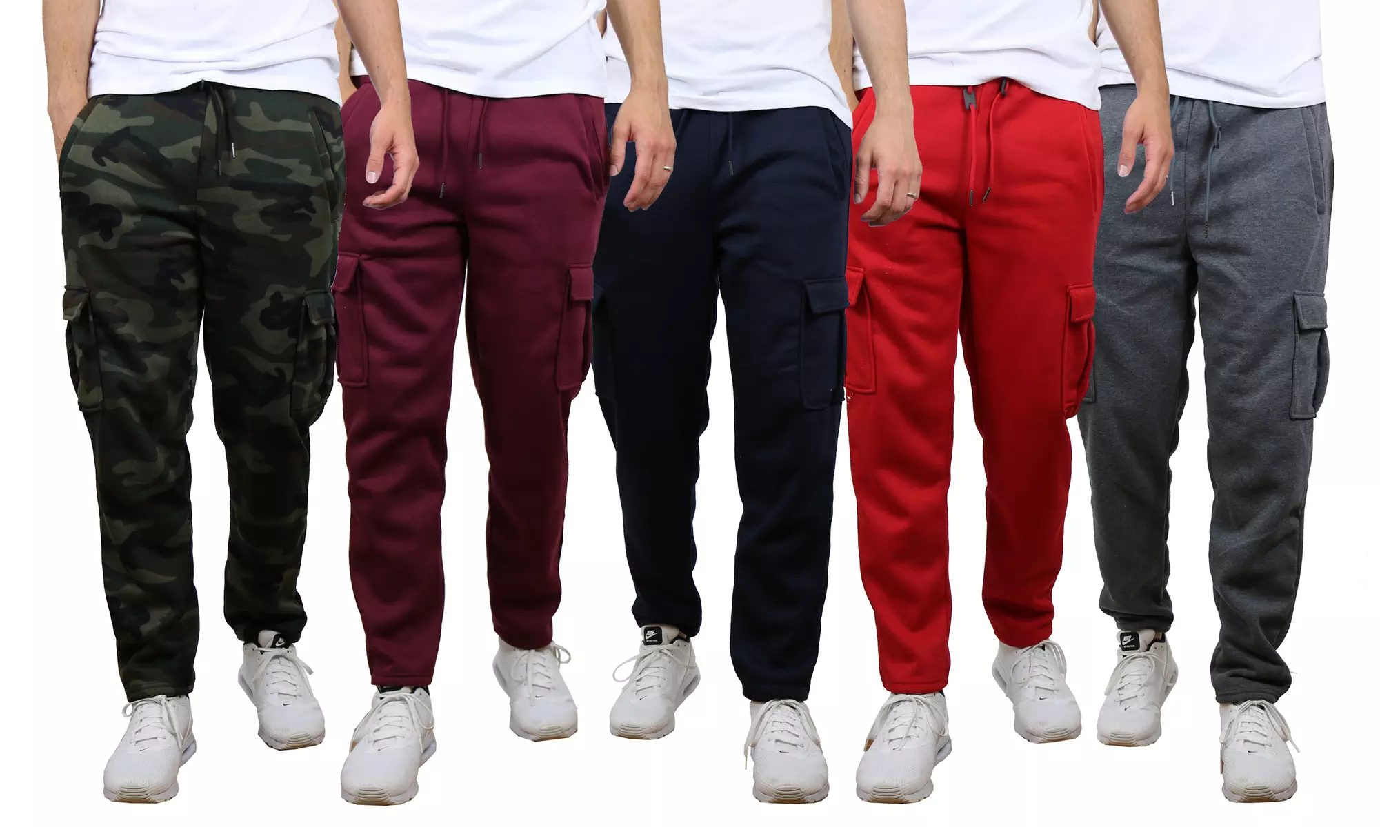 Galaxy By Harvic Men's Fleece Cargo Sweatpants With Open Bottom (Sizes, S-2XL) - Primary Image