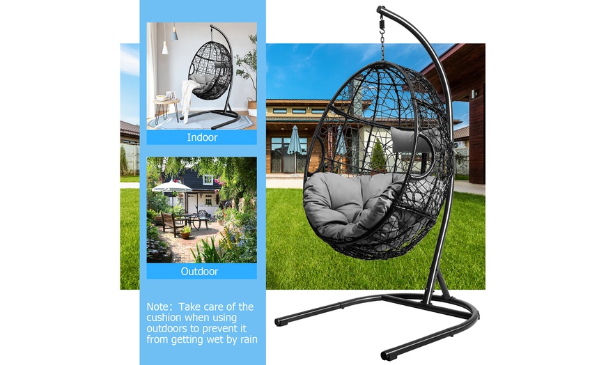 Costway Hammock Chair with Stand Hanging Cushioned Swing Egg Chair