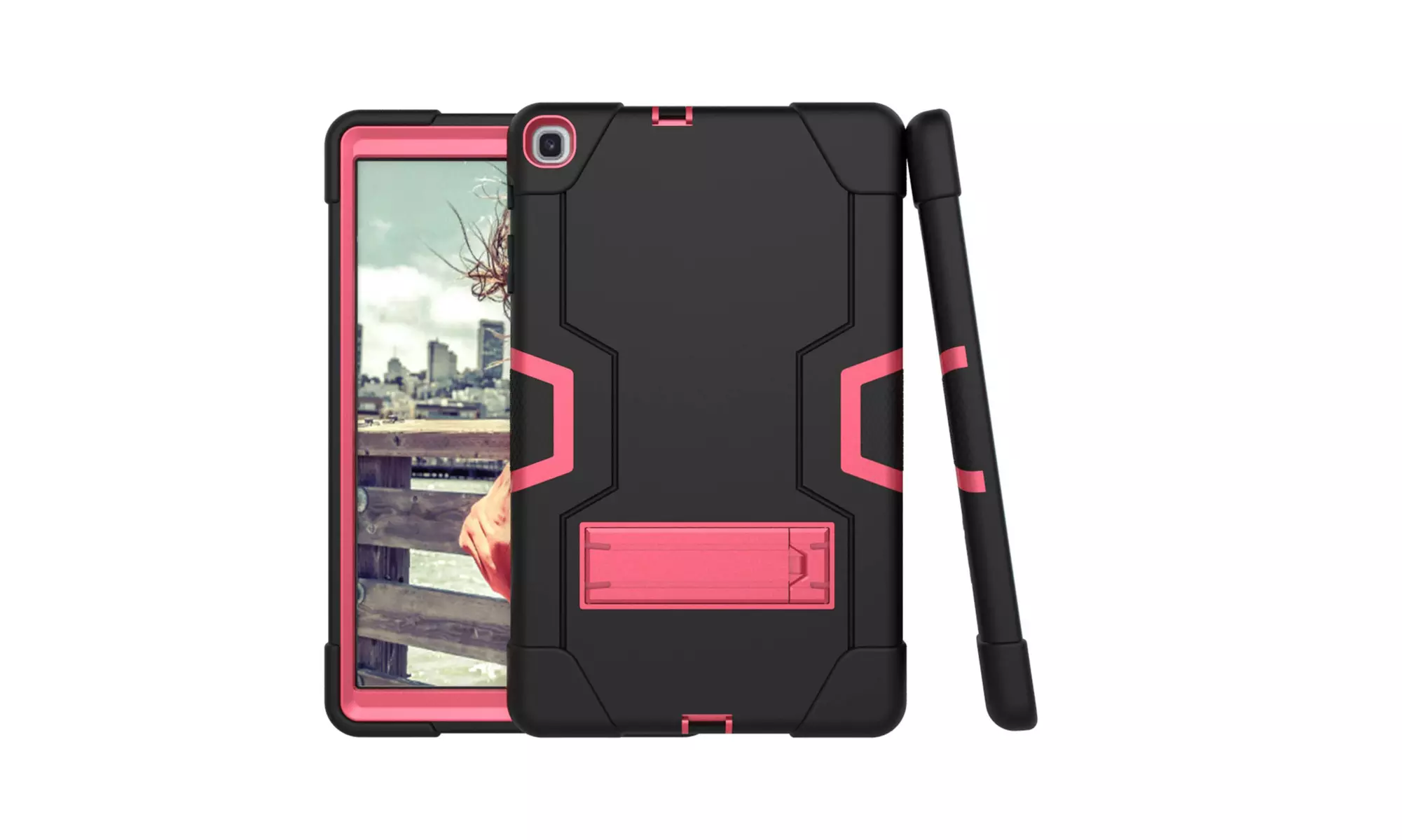 For Samsung Galaxy Tab A T510/T515 Shockproof Rubber Hard Kickstand Case Cover - Primary Image