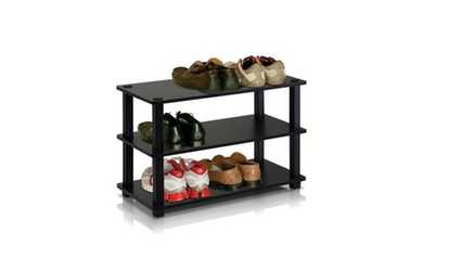 Furinno Turn-S-Tube 3-Tier Shoe Rack, Espresso & Black 
