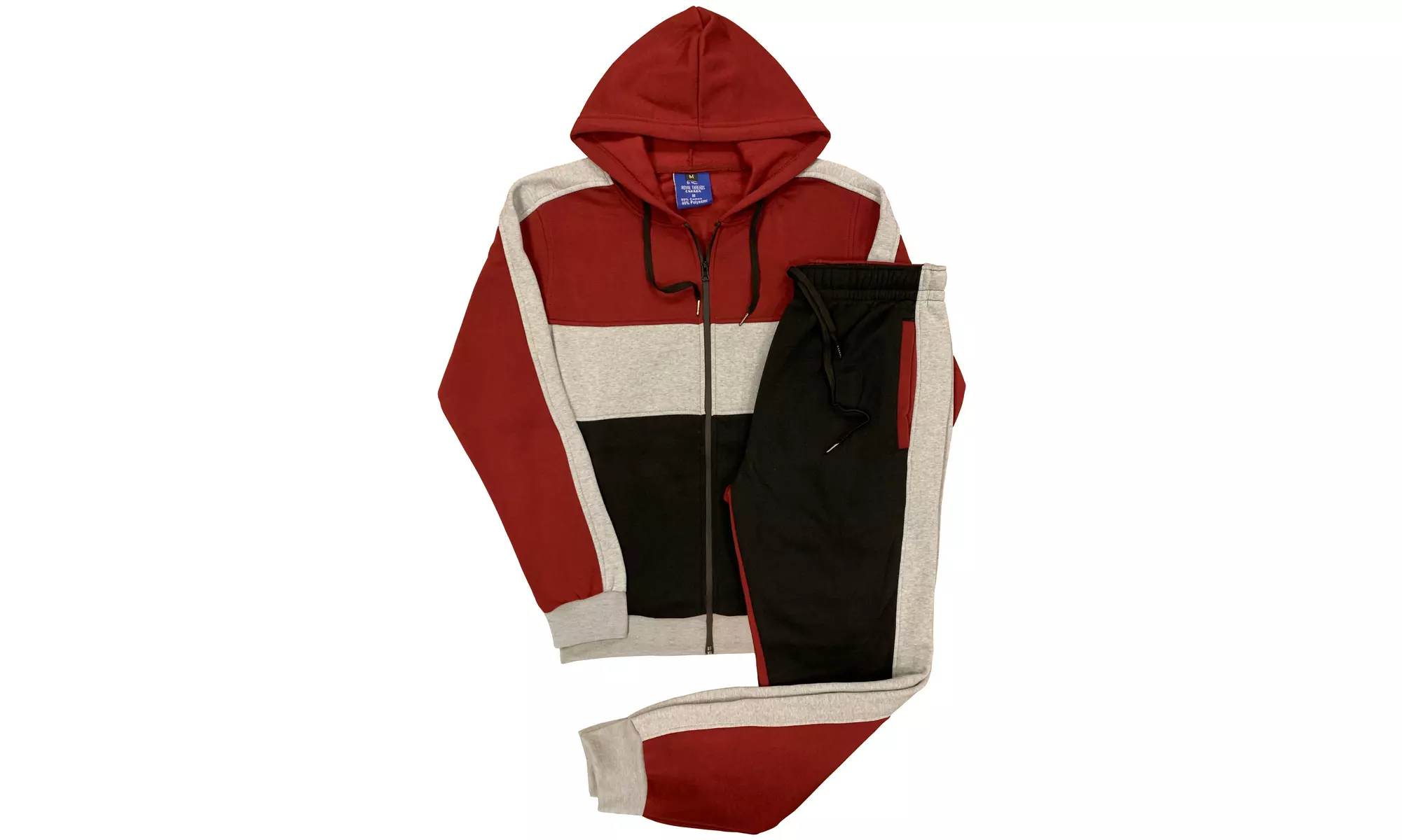Mens' Jogger Sweatsuit 2-Piece Color Block Sweat jacket Sweatpants Fleece suit