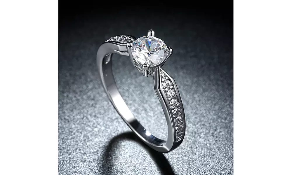 Classic 3.00 CTTW Solitaire Stone Engagement Ring in 18K White Gold Plating - Primary Image