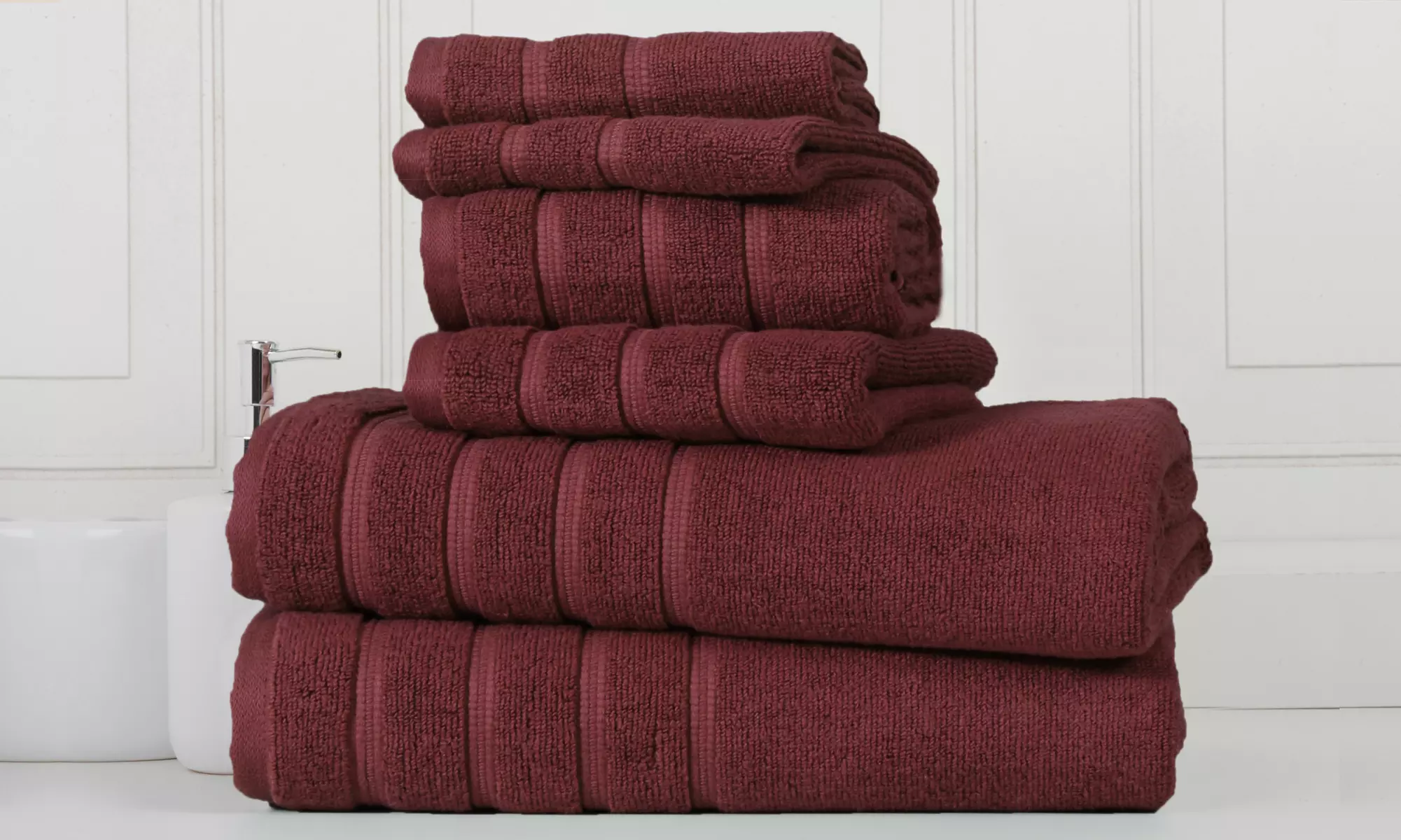 Bibb Home 6-Piece Zero Twist Egyptian Cotton Towel Set