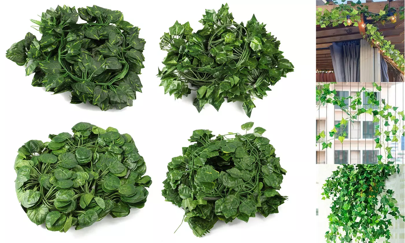 12Pcs Artificial Hanging Plants Fake Leaves Greeny Chain Wall Room Garden Decor