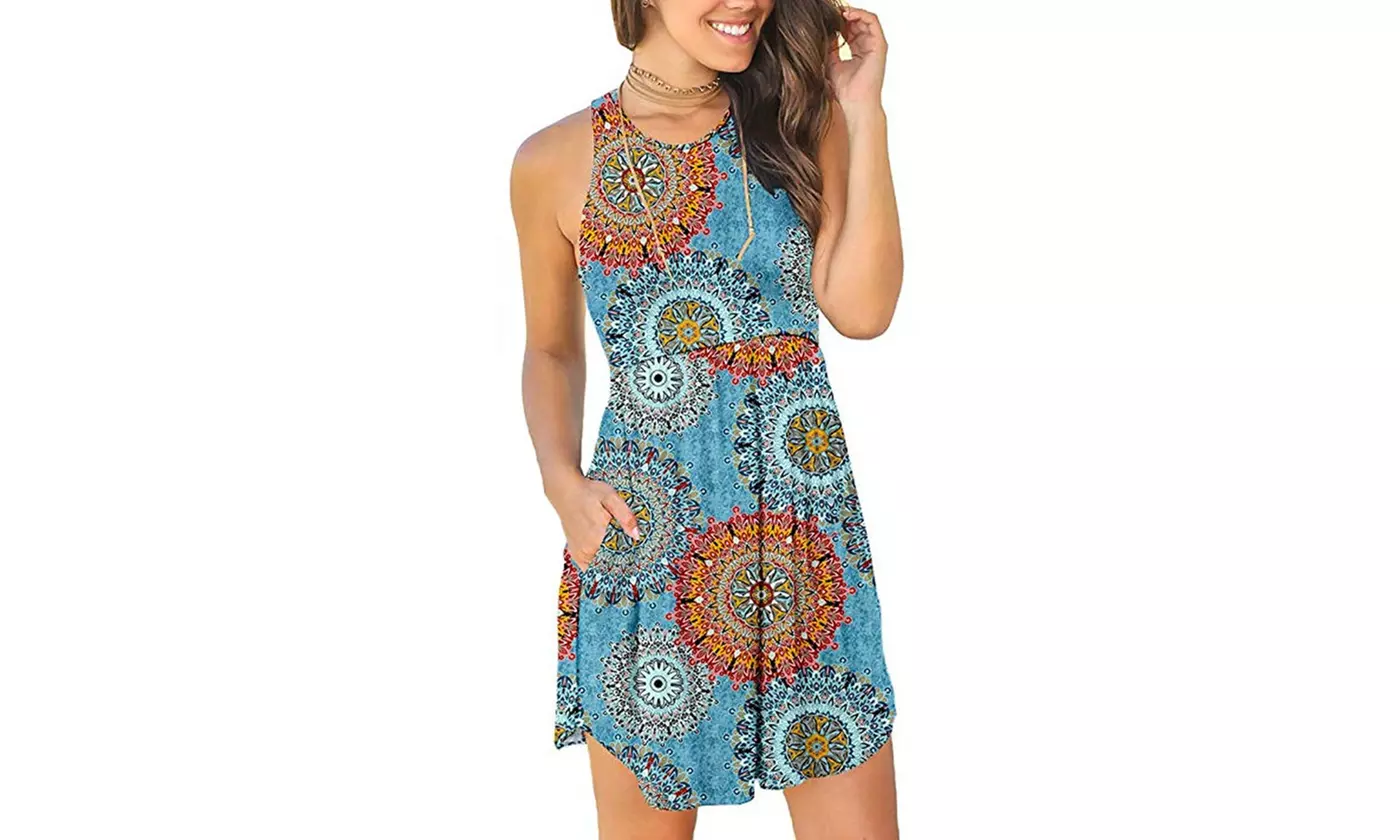 Bohuma Women's Summer Pockets Dresses Casual Sundresses Sleeveless Tank Dress