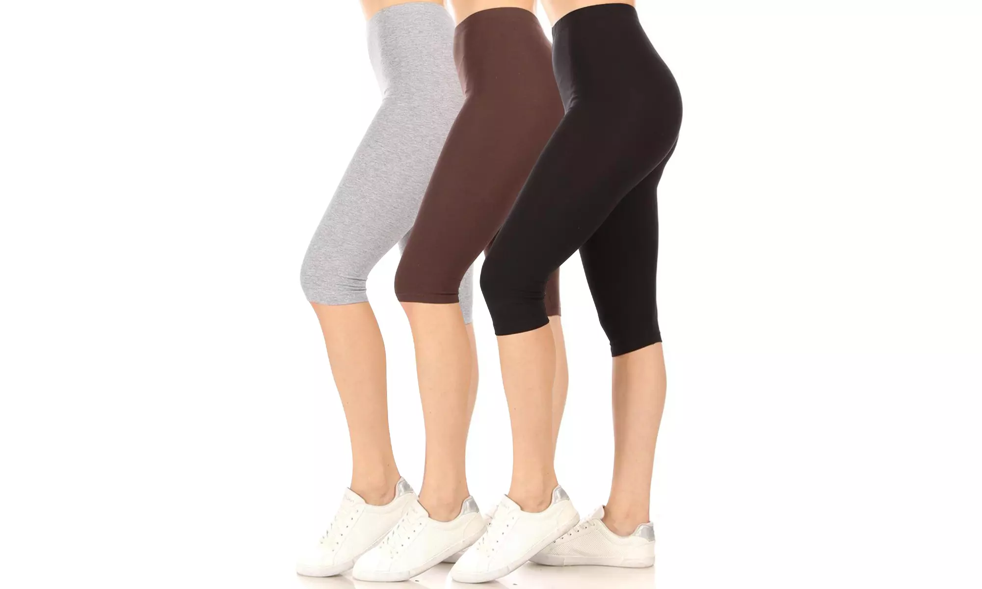 Women's Casual Solid Slim Running Yoga Capri Leggings (Pack of 3)