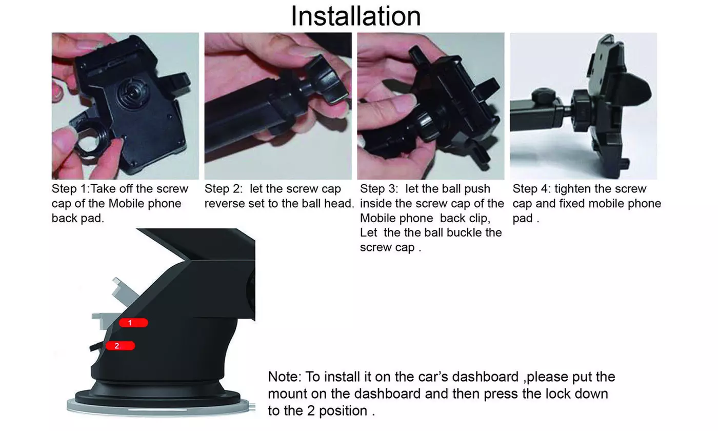 Car Windshield Dash Mount, 360 Degree Universal Cell Phone Car Holder Cradle