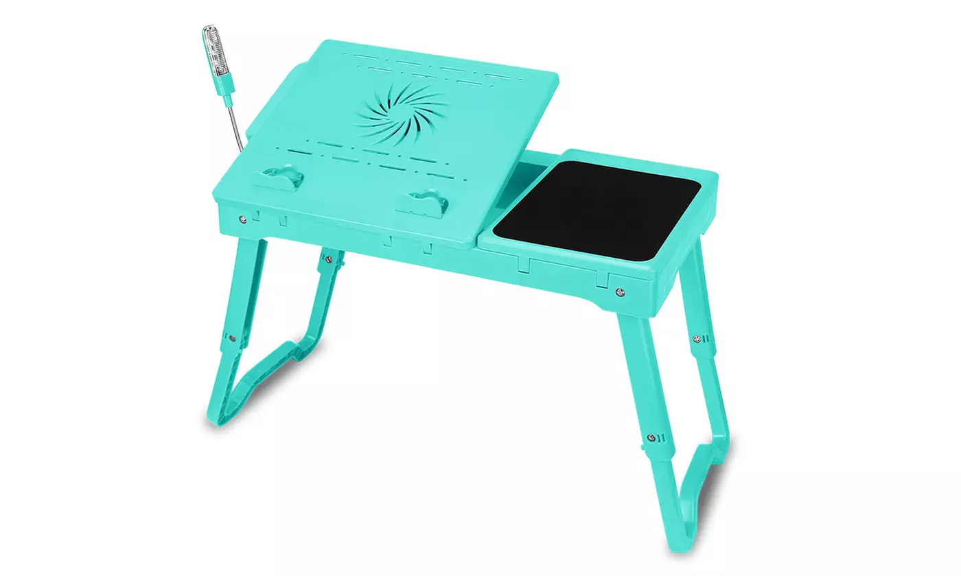 iMounTEK Adjustable Foldable Laptop Table Stand w/ Cooling Fan, Light, & USB Hub