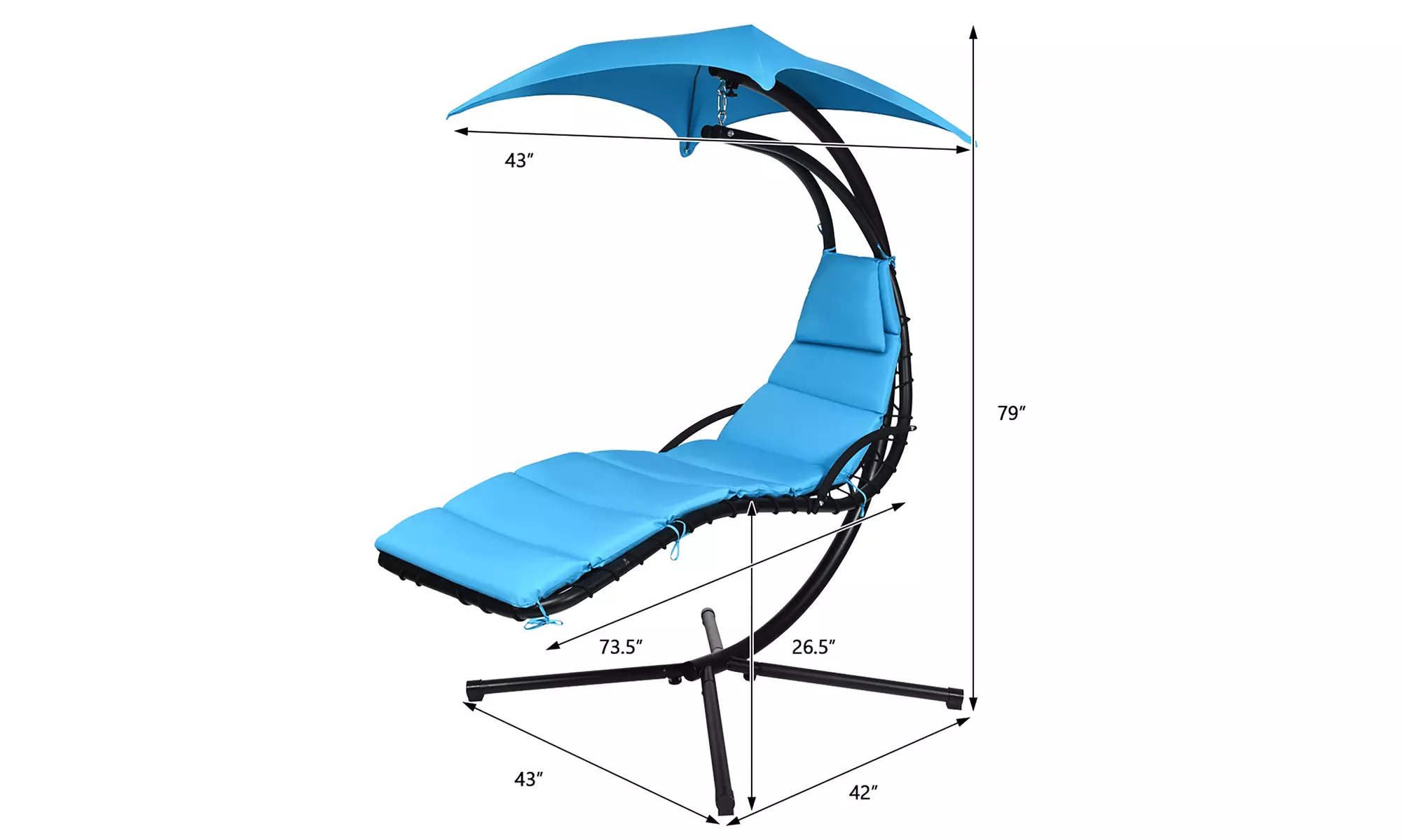 Costway Hanging Swing Chair Hammock Chair w/ Pillow Canopy Stand 3 colors