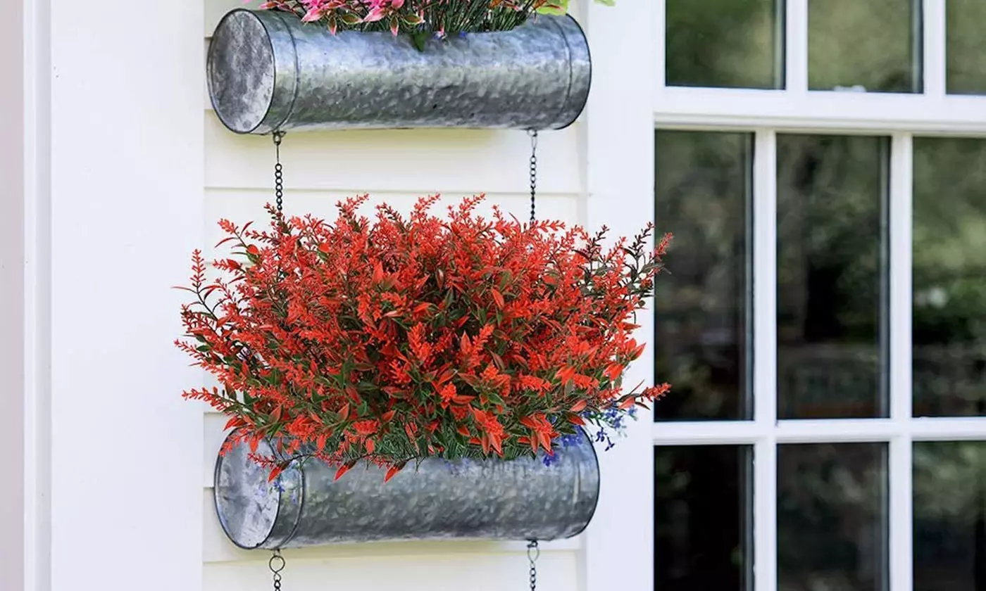 ItBelongs2U 8-Pack UV Resistant Artificial Lavender Flowers Faux Plastic Plants