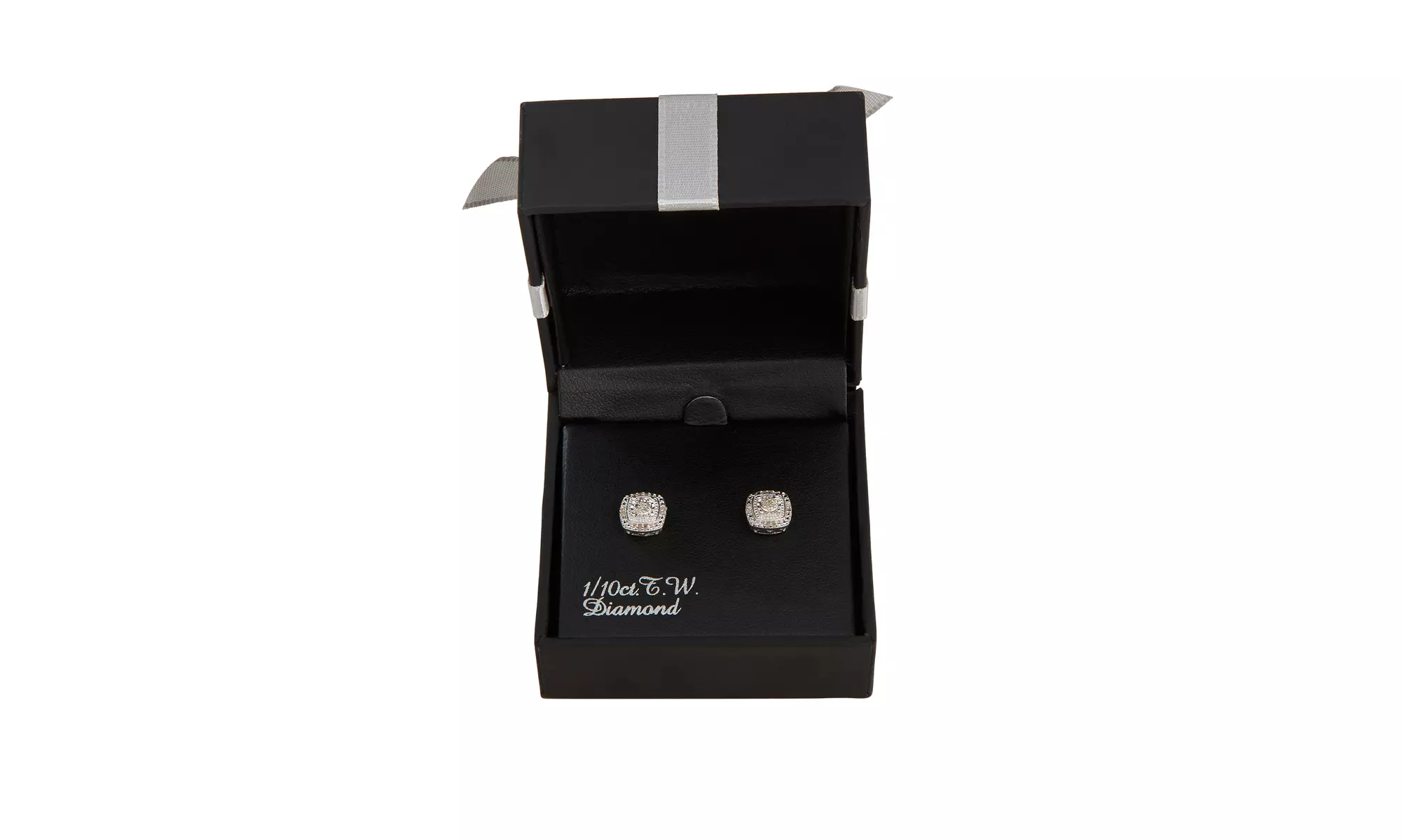 1/10 CT Diamond Cluster Halo Cushion Frame Stud Earrings in Sterling Silver