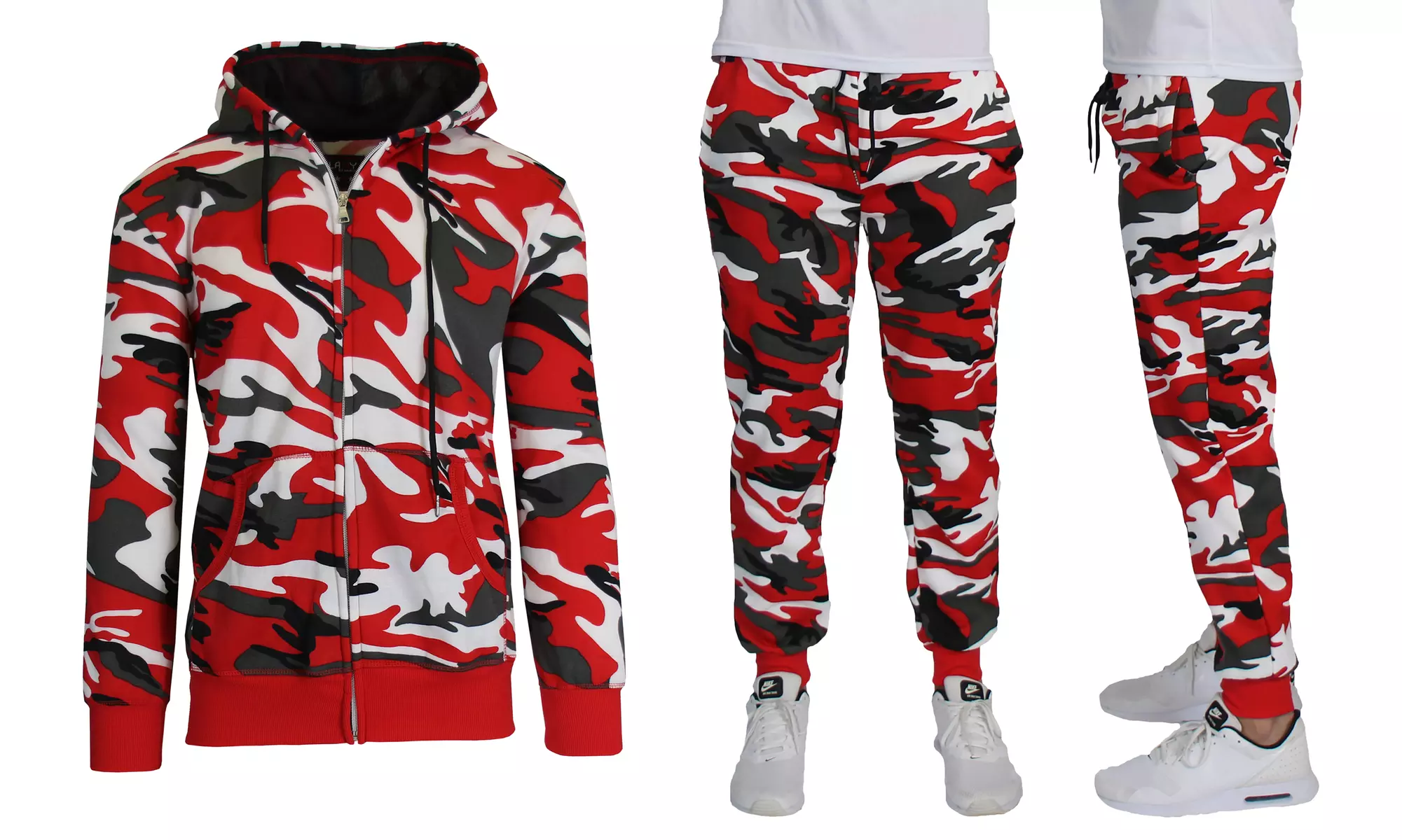 Men's Fleece-Lined Full-Zip Hoodie & Jogger 2-Piece Set (Multiple Styles) S-2XL
