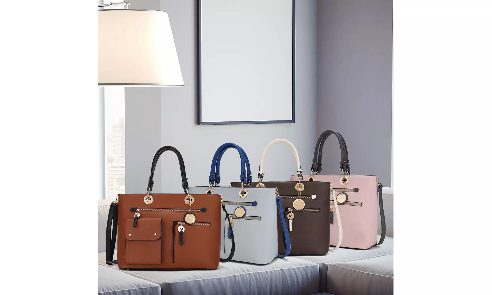 MKF Collection Julia Vegan Leather Color-block Women's Satchel Bag by Mia k - Primary Image