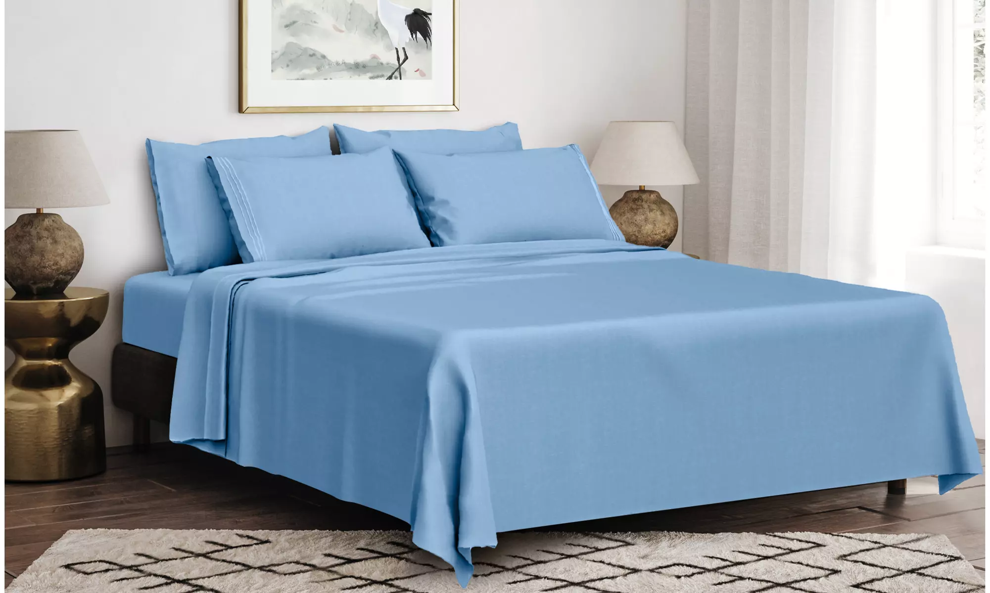 6PC Lux Decor Hypoallergenic Deep Pocket Bed Sheet Set (14 Colors!)