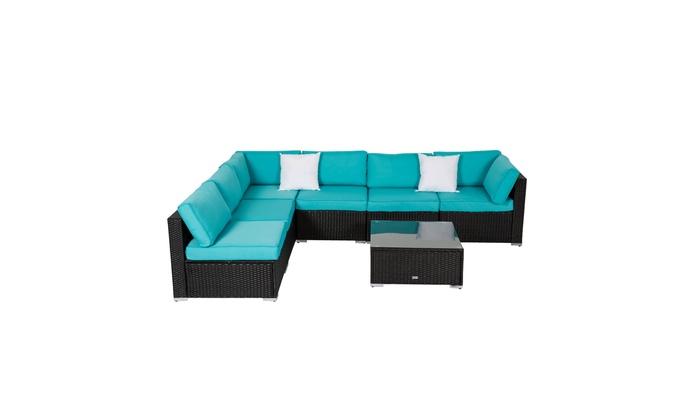 Kinbor Patio Wicker Sofa Cushion Replacement Covers For 7 Pcs Set