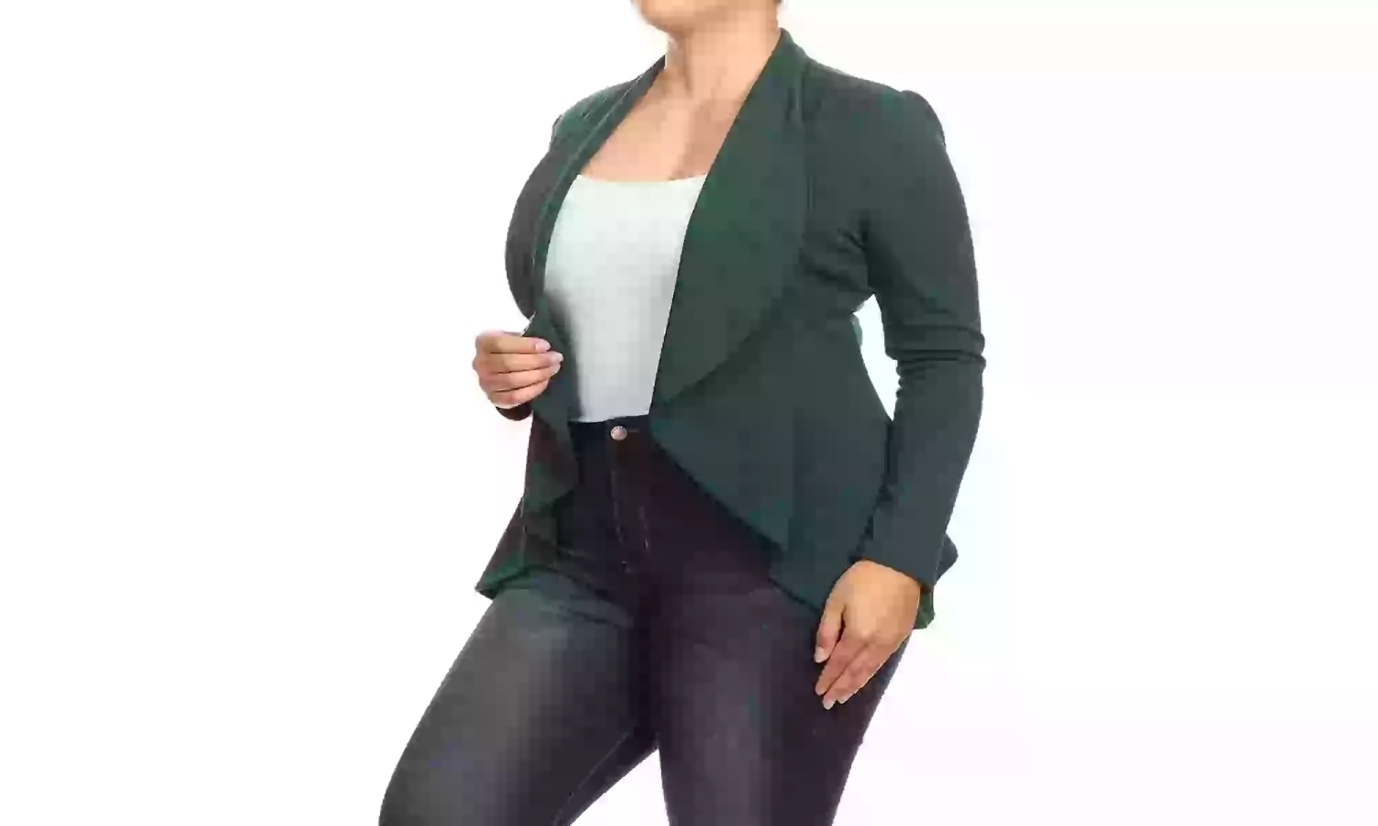 MOA Collection Womens Open Front Blazer with Plus Size