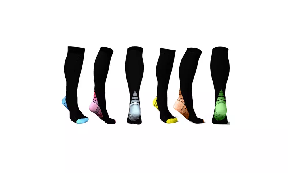 6-Pack SNT Graduated Athletic Fit Compression Socks (Assorted Colors)  - Primary Image