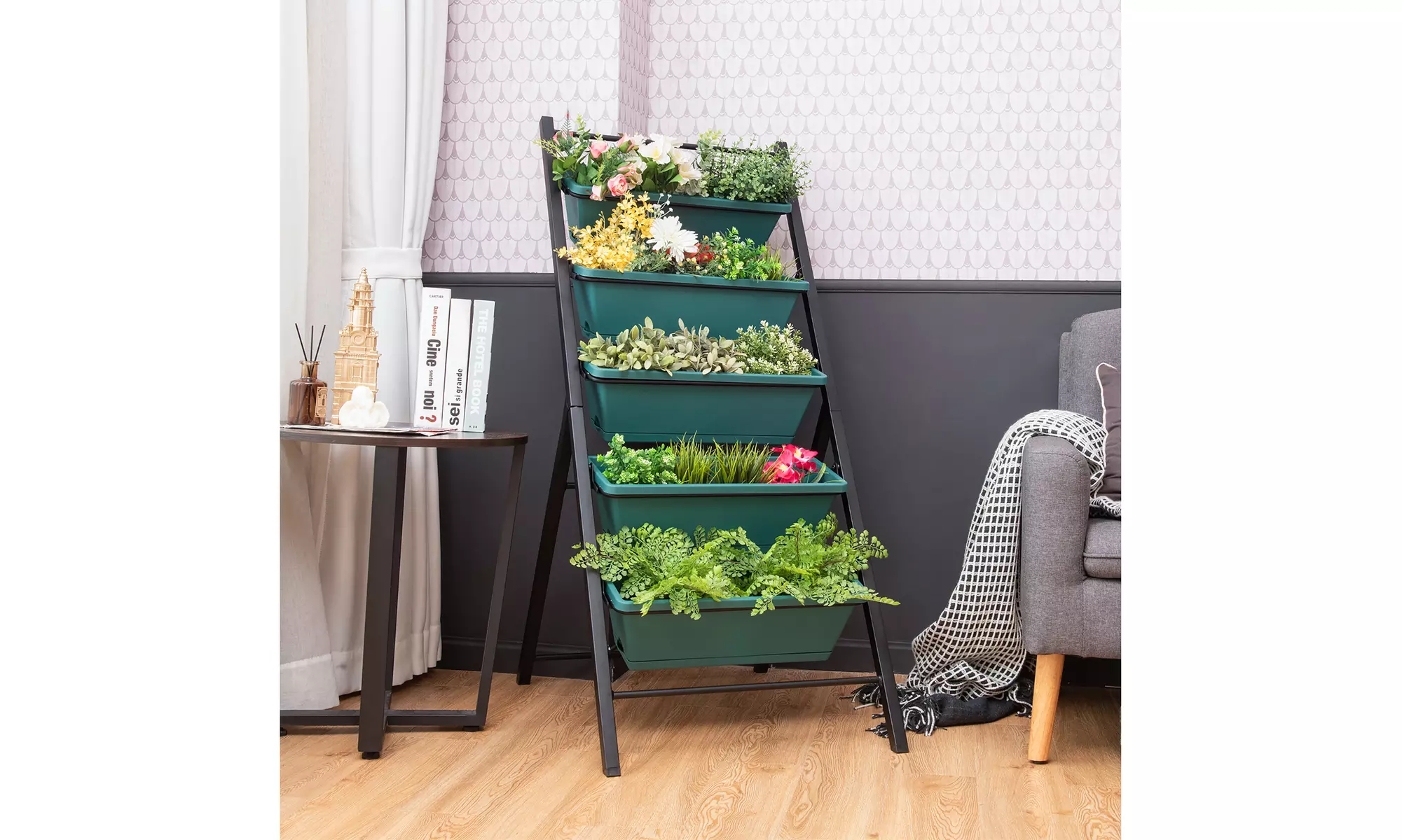 5-tier Vertical Garden Planter Box Elevated Raised Bed w/5 Container