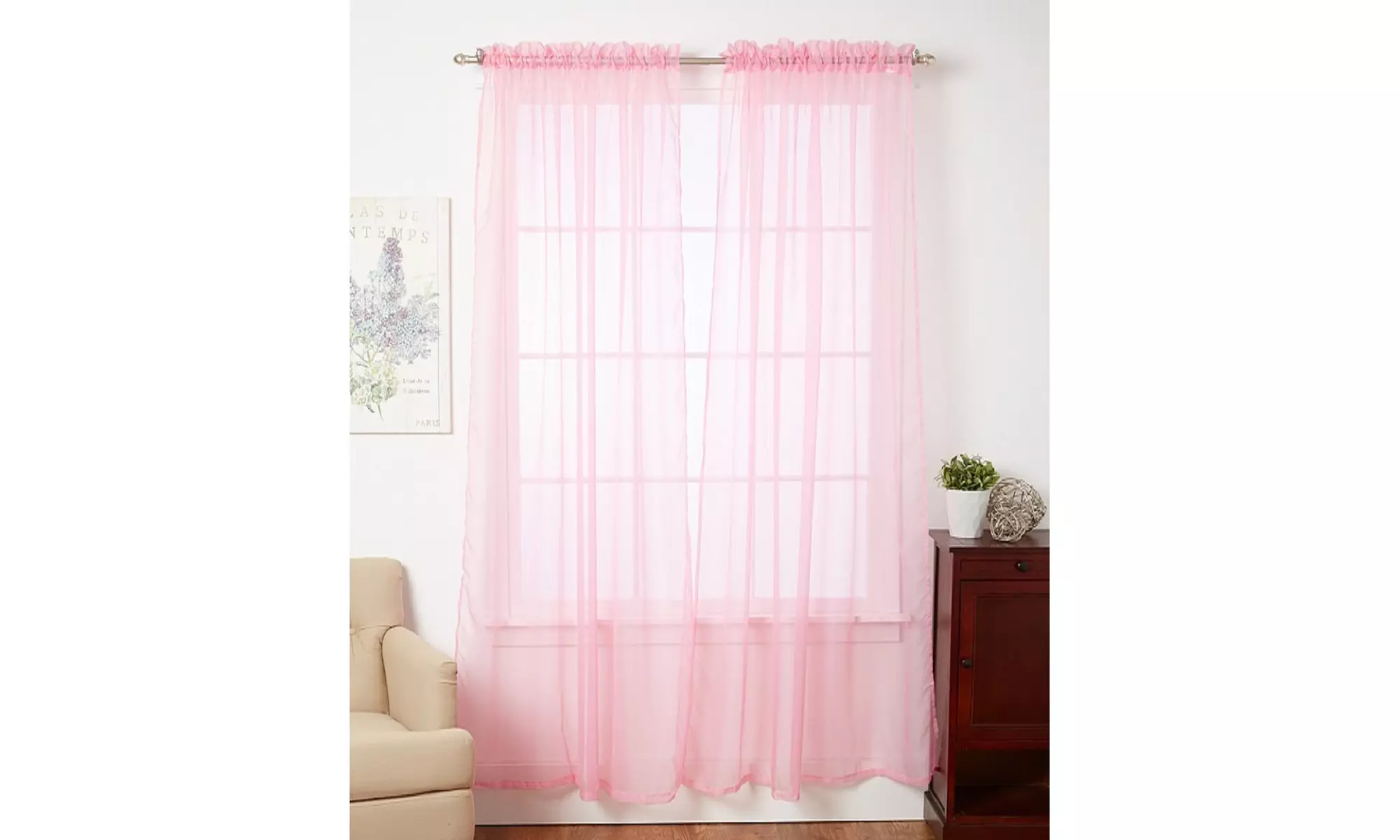 Henke Voile Collection: Solid Sheer Curtain Panels (4-Pack) - Primary Image