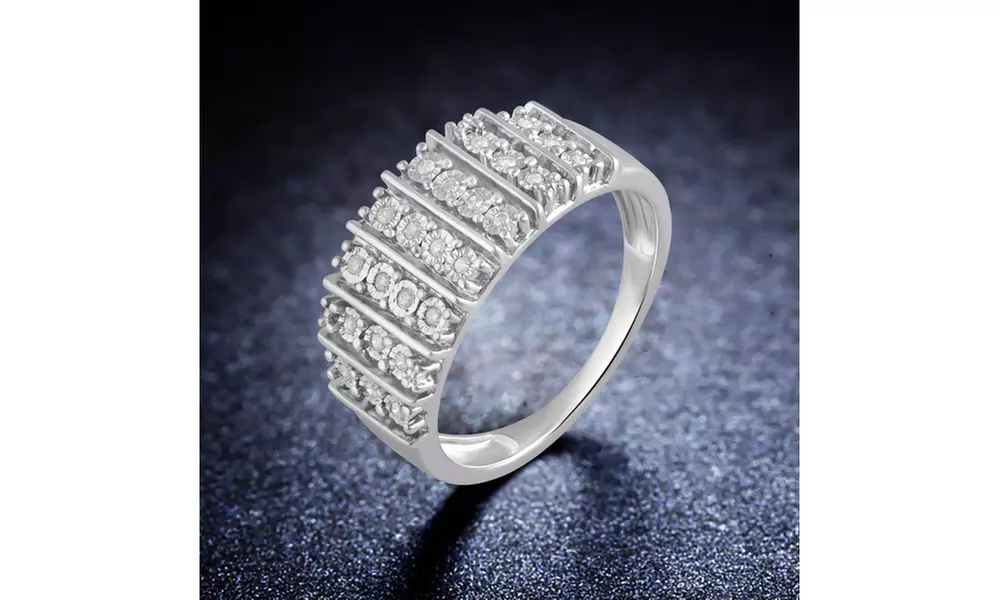 1/10 CTTW Diamond Anniversary Band Ring in Sterling Silver by DiamondMuse