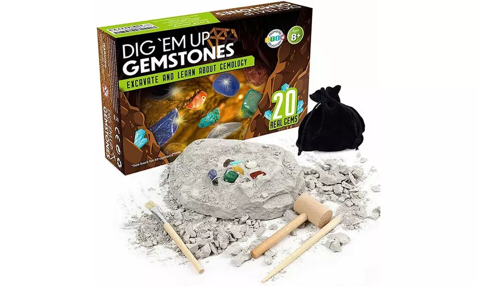 20x Mega Gem Digging Kit Real Gemstones Mining Tool - Primary Image