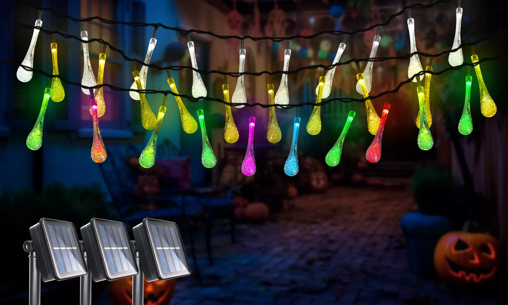 Solar String Lights 20ft 30 LED Water Drop Solar String Fairy Waterproof Lights