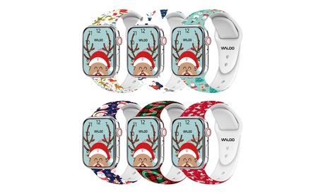 Waloo Christmas Silicone Sport Replacement Band For Apple Watch - All Series Teal Snowman 44/45/46/49mm