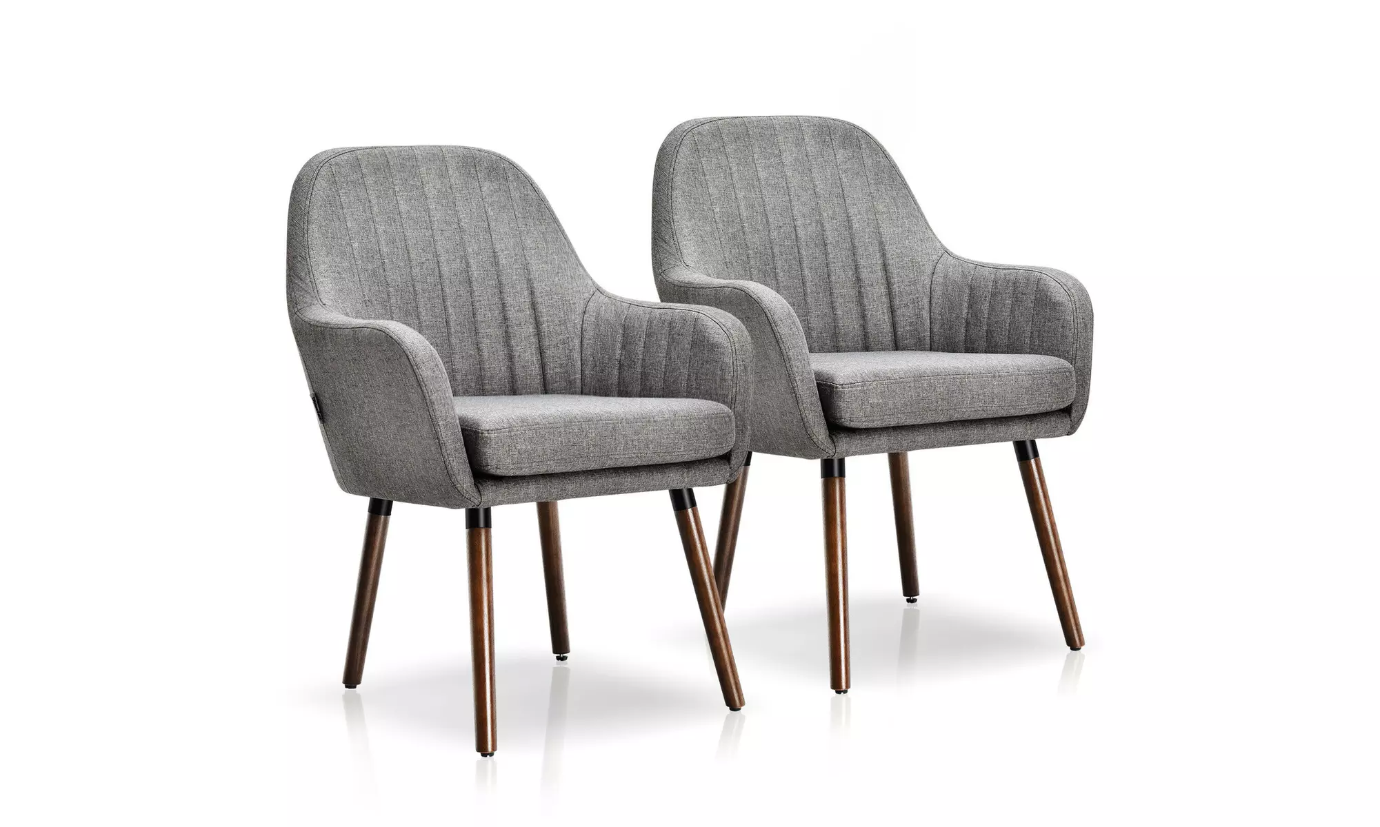 Costway Set of 2 Accent Chairs Fabric Upholstered Armchairs w/Wooden Legs Gray - Primary Image